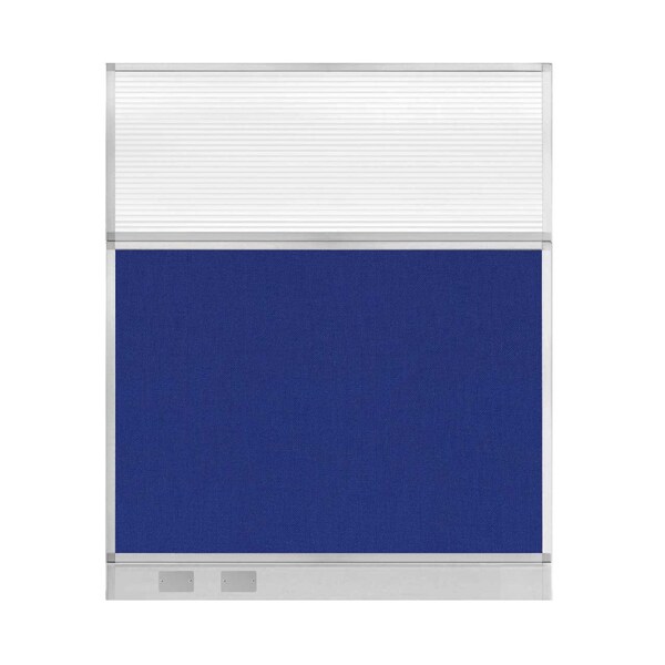 Versare Hush Panel Cubicle Partition 5' x 6' Royal Blue Fabric Clear Fluted Window w/ Cable Channel 1856405-1 - main